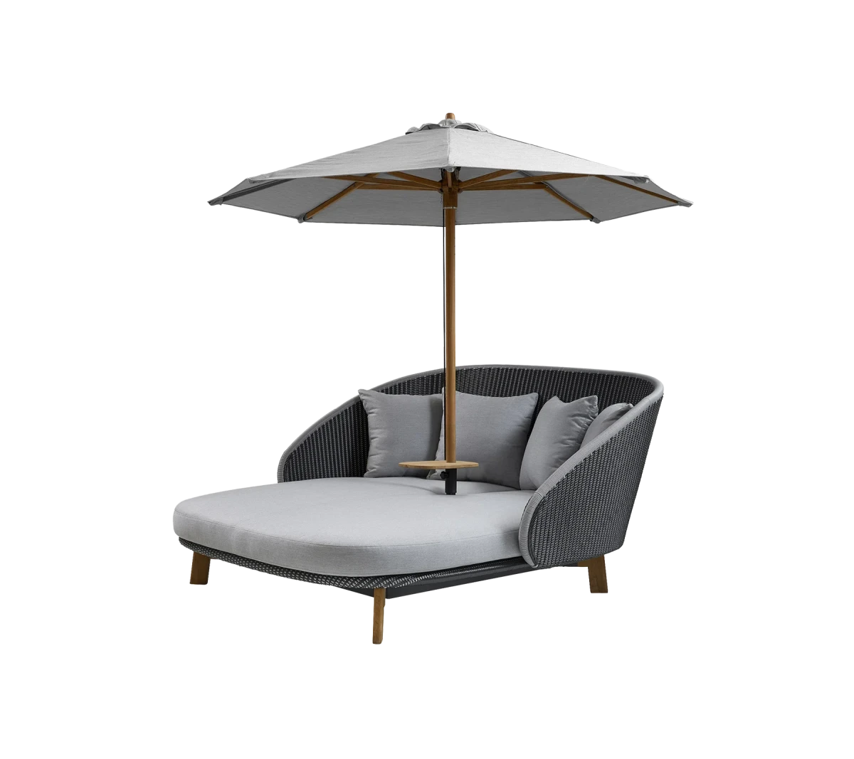 Peacock daybed w/teak legs incl. table