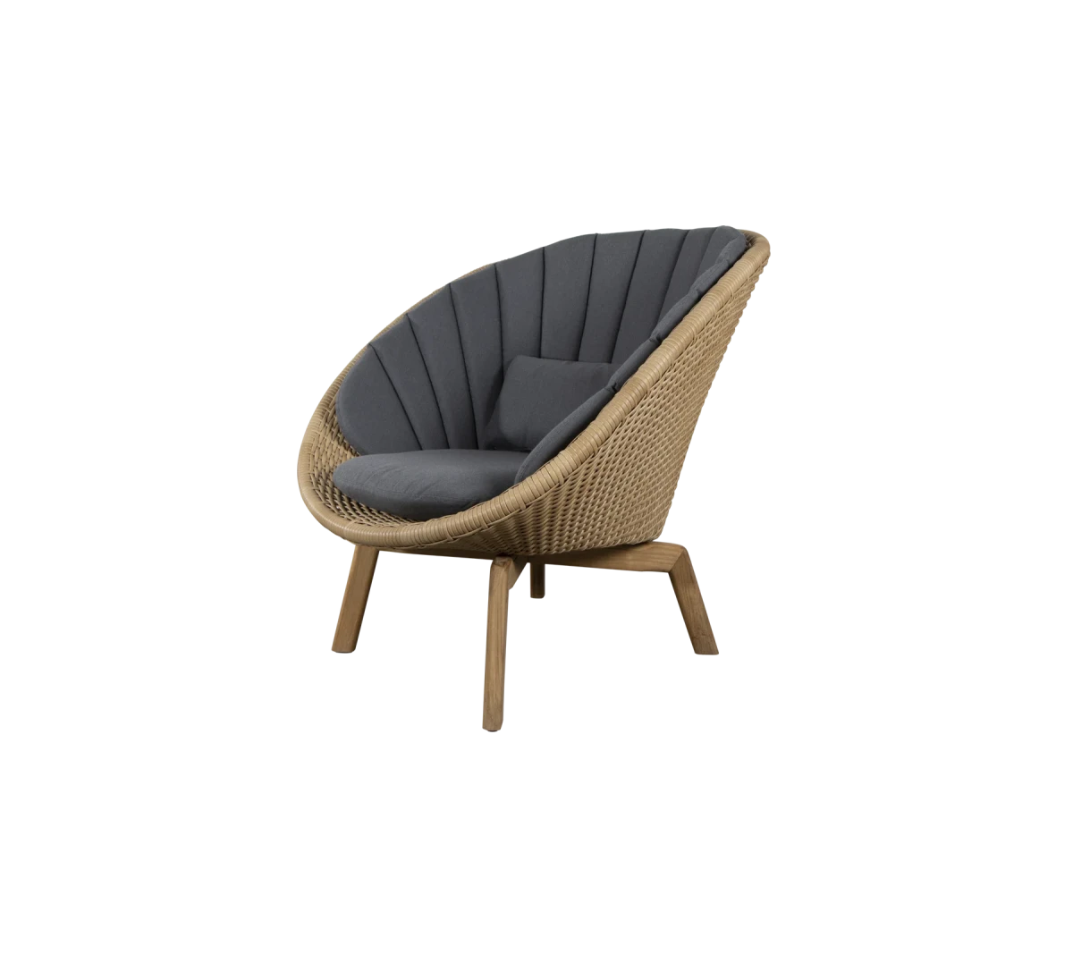 Peacock lounge chair w/teak legs