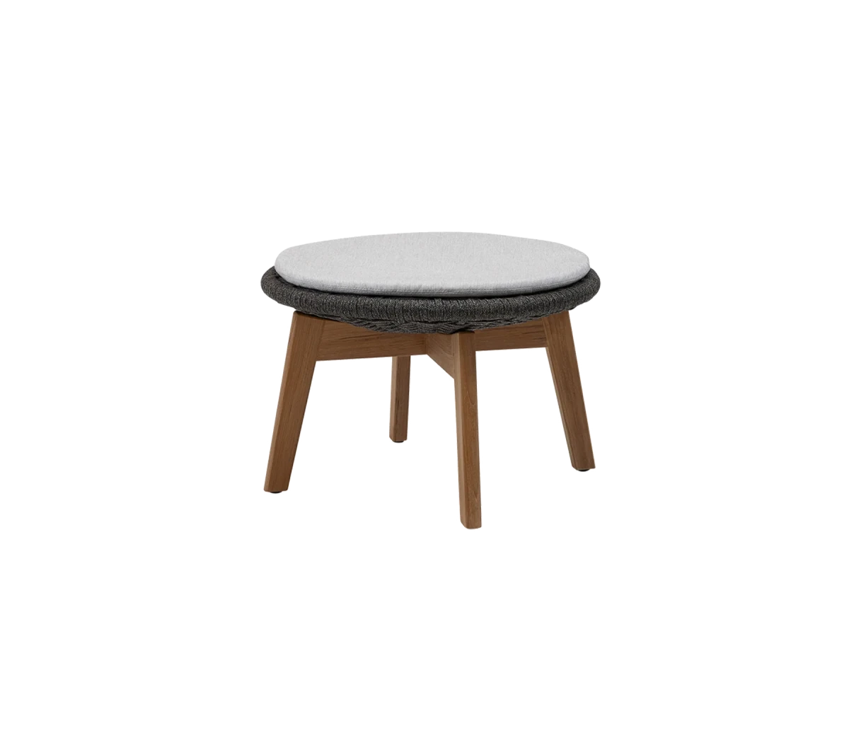 Peacock side table/footstool w/teak legs