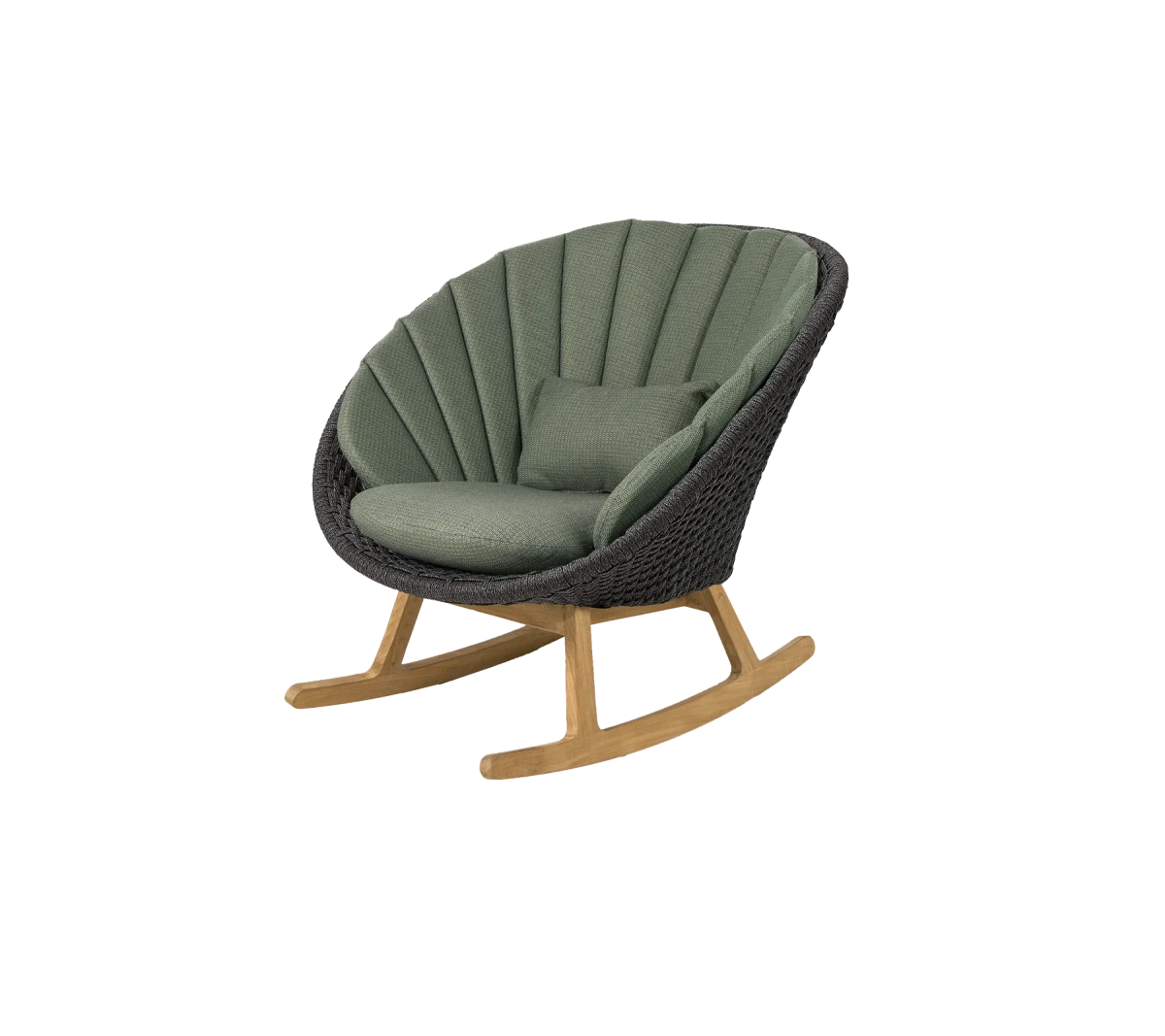 Peacock rocking chair w/teak legs