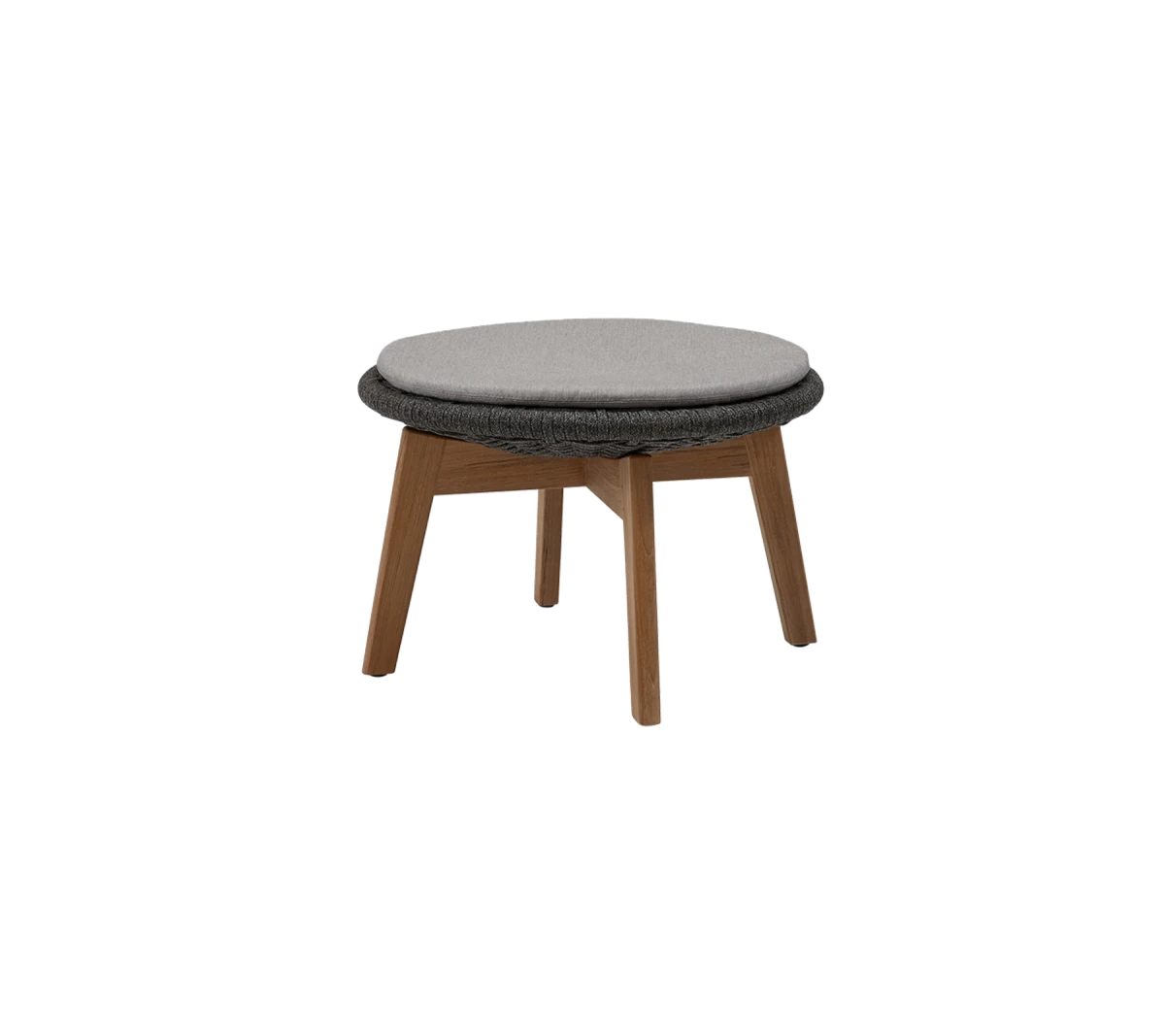 Peacock side table/footstool w/teak legs