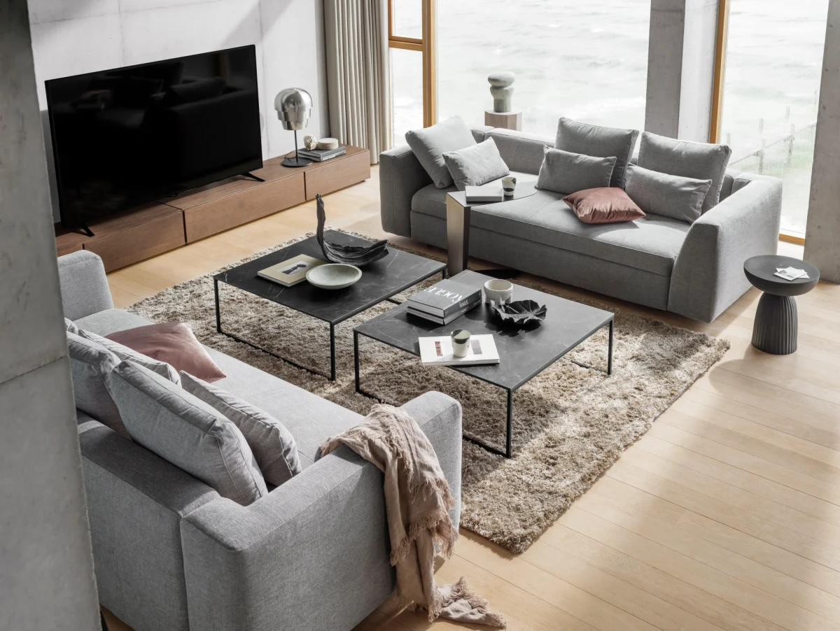 Bergamo sofa with round lounging unit,right