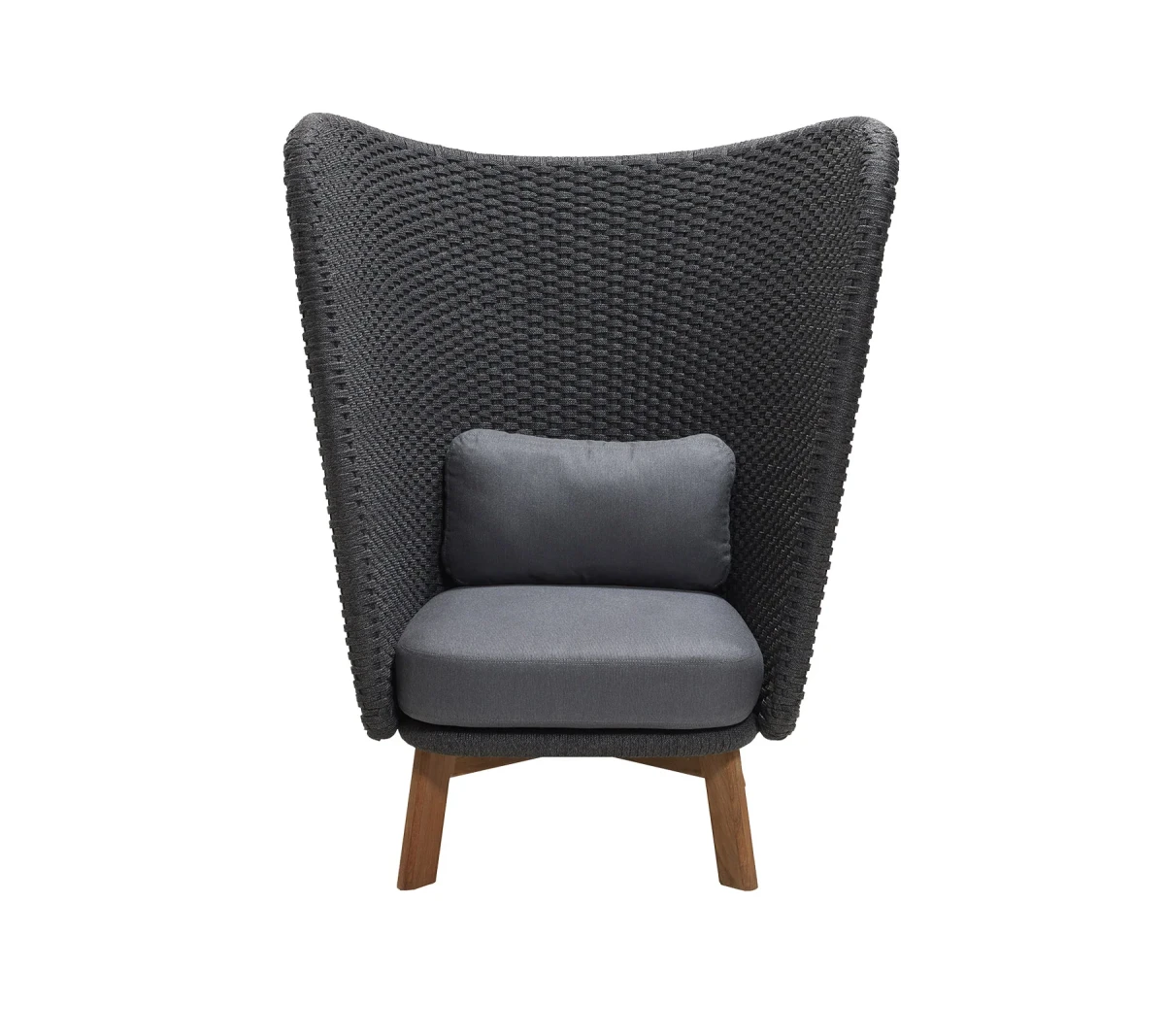 Peacock Wing highback chair w/teak legs