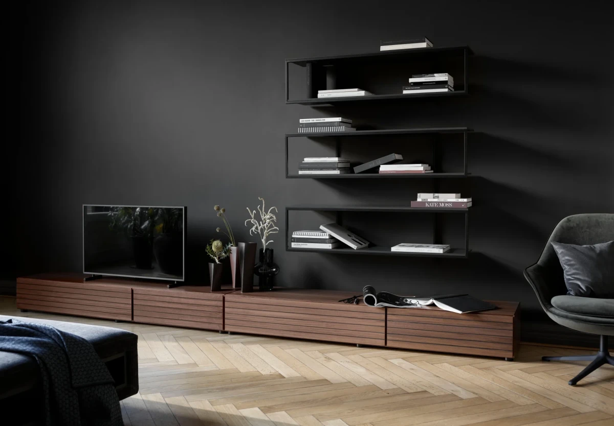 Lugano wall system with drop down doors and drawer