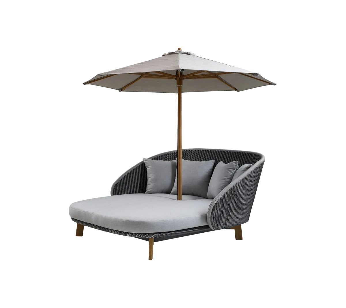 Peacock daybed w/teak legs incl. table