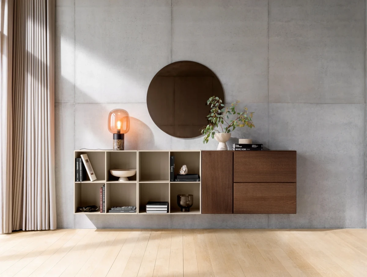 Lugano wall mounted cabinet with drop down doors